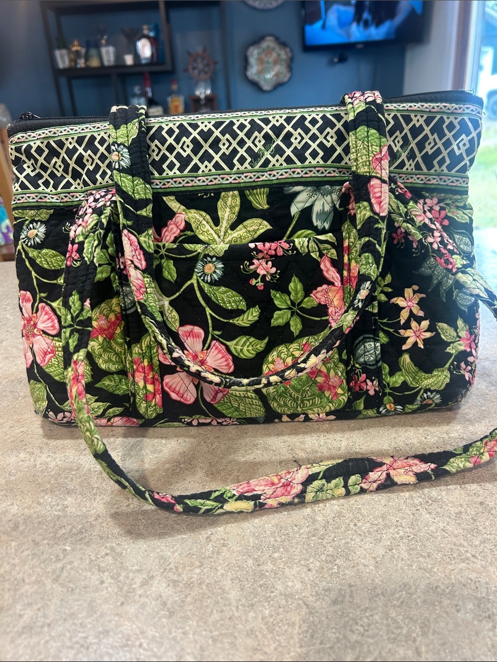 Vera Bradley Floral Purple, Yellow and Pink Quilted Tote Bag
